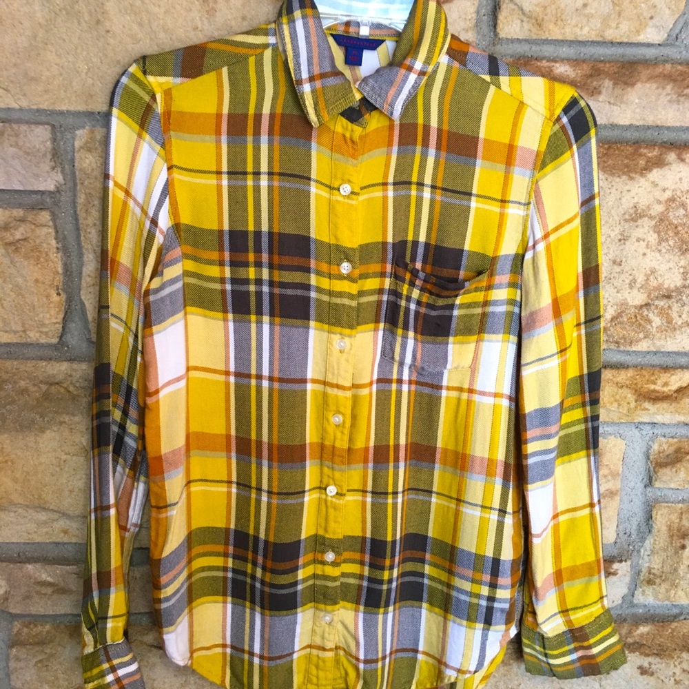 Yellow and blue plaid shirt